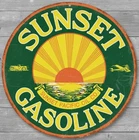 Sunset Gasoline 8" Diameter Vintage Novelty Metal Sign Made In USA New!