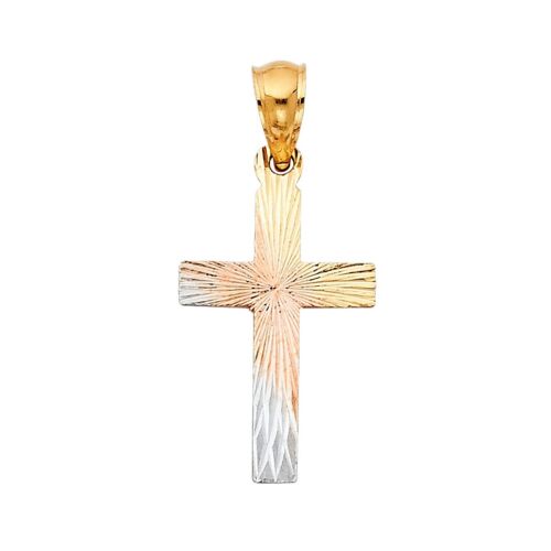 14K Tri Farbe Gold Religiöses Kreuz Stempel Anhänger - Bild 1 von 4