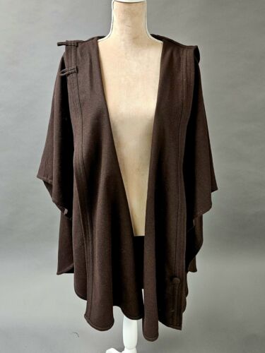 Vintage Texas Body Hangings Small /Medium Brown Long Cloak Cape Wool - Picture 2 of 8