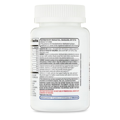 Equate One Daily Women's Tablets Multivitamin Multimineral Supplement, 100 Count - Picture 8 of 10