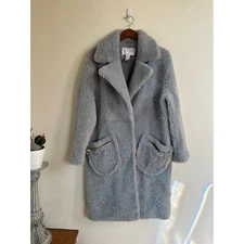 Rare The Arrivals Koda III Oversized Teddy Gray Shearling Long Coat Jacket