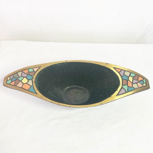 Mid-Century Modern Solid Brass Enameled Dish/Tray - Picture 2 of 6