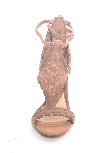 Schutz Acamurcados Saddle Tan Cut Out Ankle Tie Stiletto Heel Dress Sandals - Picture 2 of 4