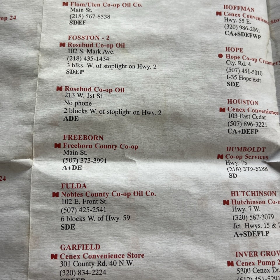 Minnesota MN VTG 1990 State Highway Map Road Cenex Gas Station