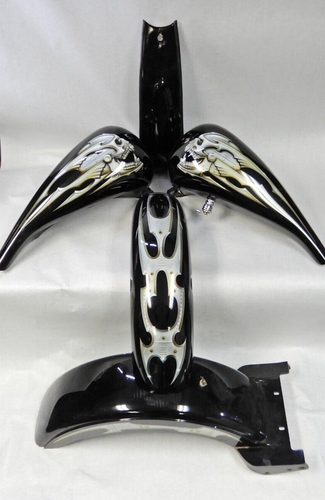 Custom BIOMECH SKULLS Paint Set TANK/FENDERS Harley SOFTAIL EVO/CUSTOM CHOPPER - Picture 2 of 11