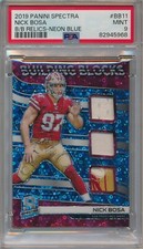 2019 PANINI SPECTRA NICK BOSA BUILDING BLOCKS NEON BLUE RELICS #/50 #BB11 PSA 9