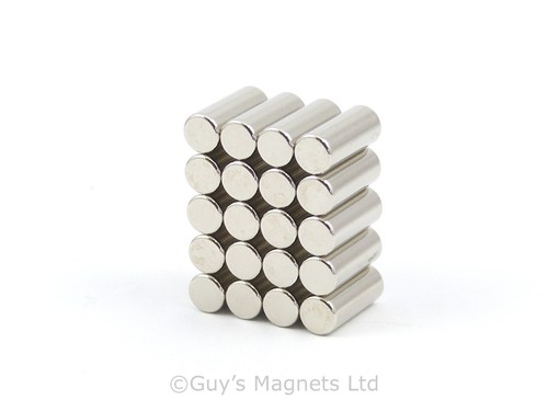Pack of 20 Neodymium rod magnet 4mm dia x 10mm N35 grade reed switch magic