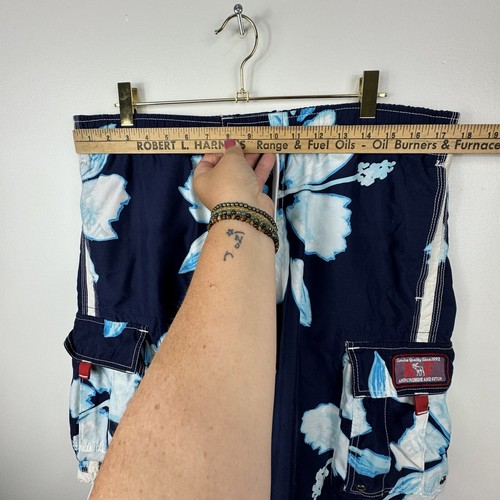 Vintage Abercrombie & Fitch Playa Tuggers Lined Cargo Board Shorts Blue Medium M - Picture 10 of 18