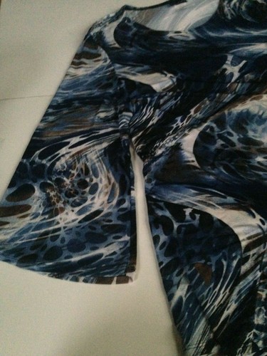 NEW! Caribe Top Womens Large or XL Animal Print/Blue Swirl/Gray Ivory Round Neck - Picture 18 of 32