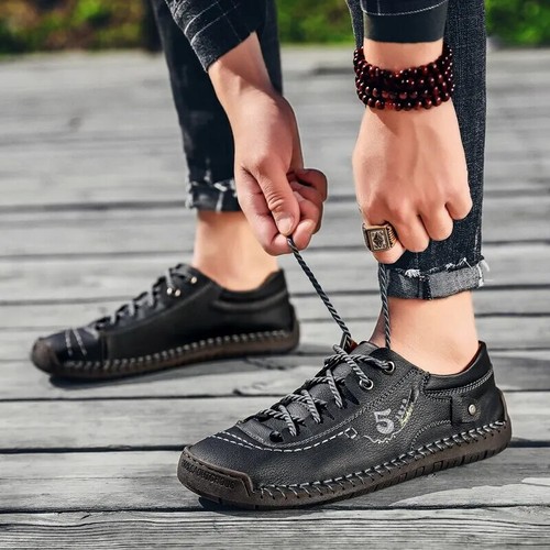 Men's Casual Shoes Outdoor Soft Leather Anti Slip Comfortable Walking Shoes - Picture 17 of 26