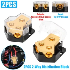 Car Audio Splitter Amp Power 0/2/4 Gauge In 4/6/8 Gauge Out Distribution Block