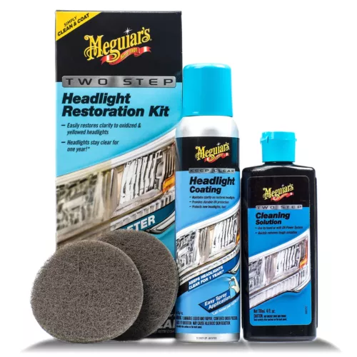 	Meguiars Two Step Headlight Restoration Kit Cleaner Restores	