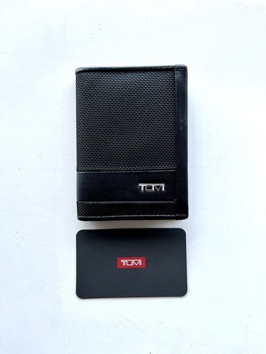 TUMI Alpha SLG Folding Card Case Wallet Black Ballistic Nylon with Leather Trim - Picture 3 of 8