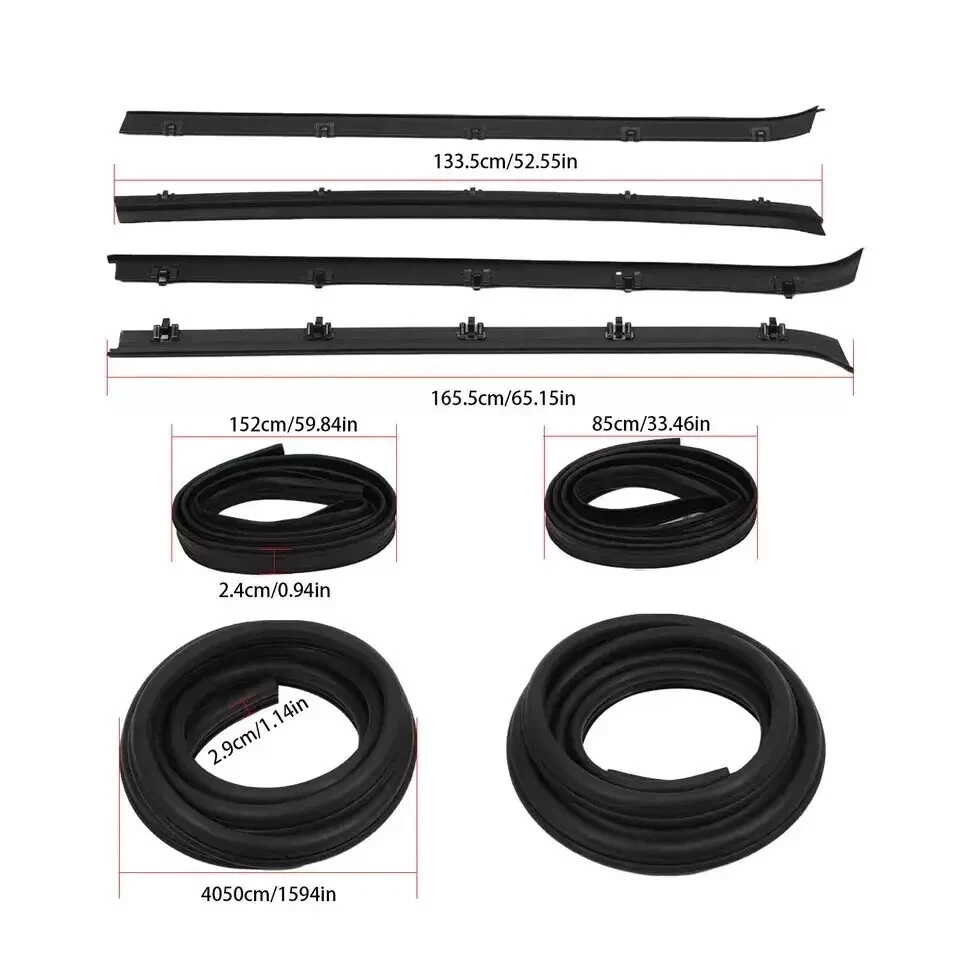Weatherstrip Kit Door Window Run Channel Sweep Felt Seal Kit For 73-80 Chevy GMC Foto 2 de 4