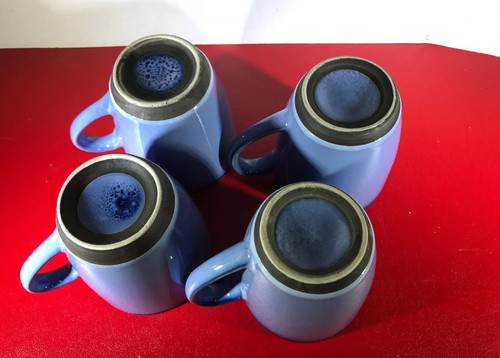 4 Sango 4934 NOVA BLUE 4" Stoneware Coffee / Beverage Cups / Mugs - Picture 4 of 4