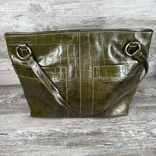 Vintage Fossil Crocodile Genuine Leather Tote Purse GREEN NWT