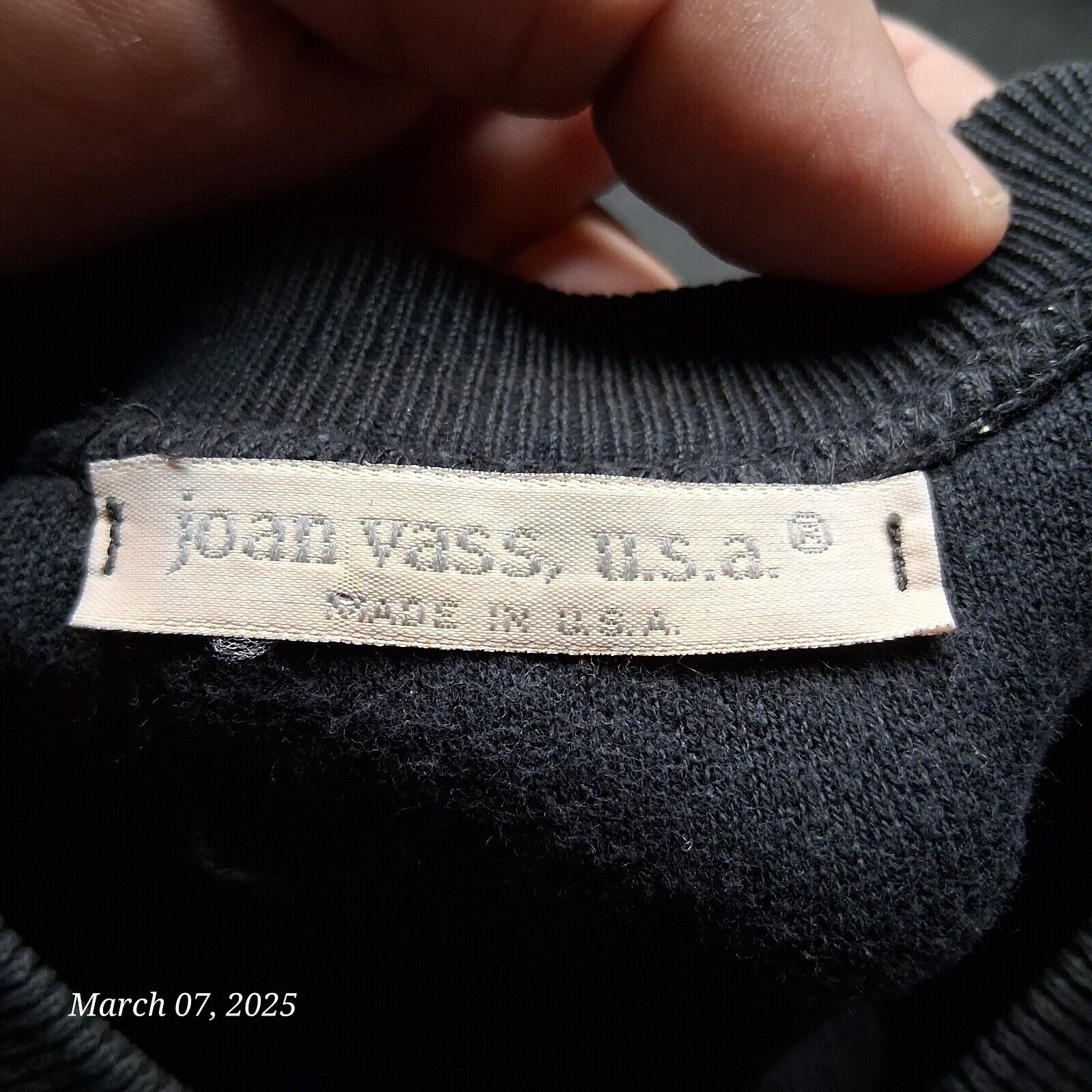 Joan Vass Sweater Women Size 2 Black Sleeveless Knit Made in USA 100% Cotton