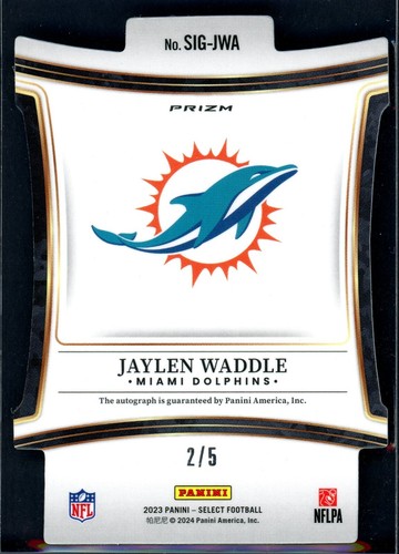 Jaylen Waddle Green Prizms Die-Cut Auto /5 2023 Panini Select - Picture 2 of 2