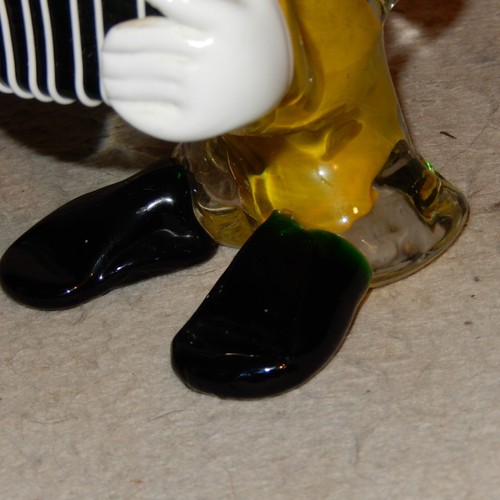 Vintage MURANO Art Glass CLOWN Yellow ACCORDIAN Figure Sculpture Label Tag - Picture 8 of 9