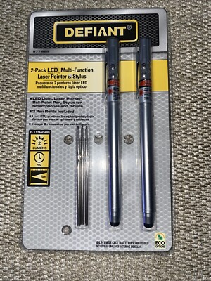 NEW DEFIANT 2 PACK LASER POINTER STYLUS BALL POINT PEN SMARTPHONES & TABLETS ED1