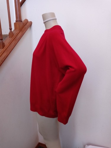 Women's Plus Size 2X Red Sweater Raglan Sleeve Back Zipper Stretch Lightweight - Picture 2 of 7
