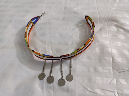 Handmade handcrafted African Maasai ethnic boho beaded neckband necklace - Picture 19 of 27