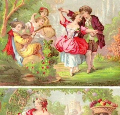 1880s Victorian Trade Cards Uncut Four Renaissance Style Scenes *A