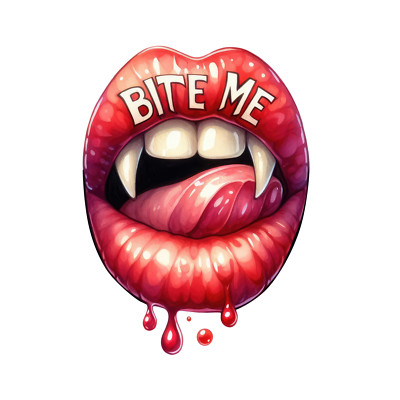 Sexy Lips Sticker 2'' Beautiful Woman Drama Girl Biting Mouth Bite Me