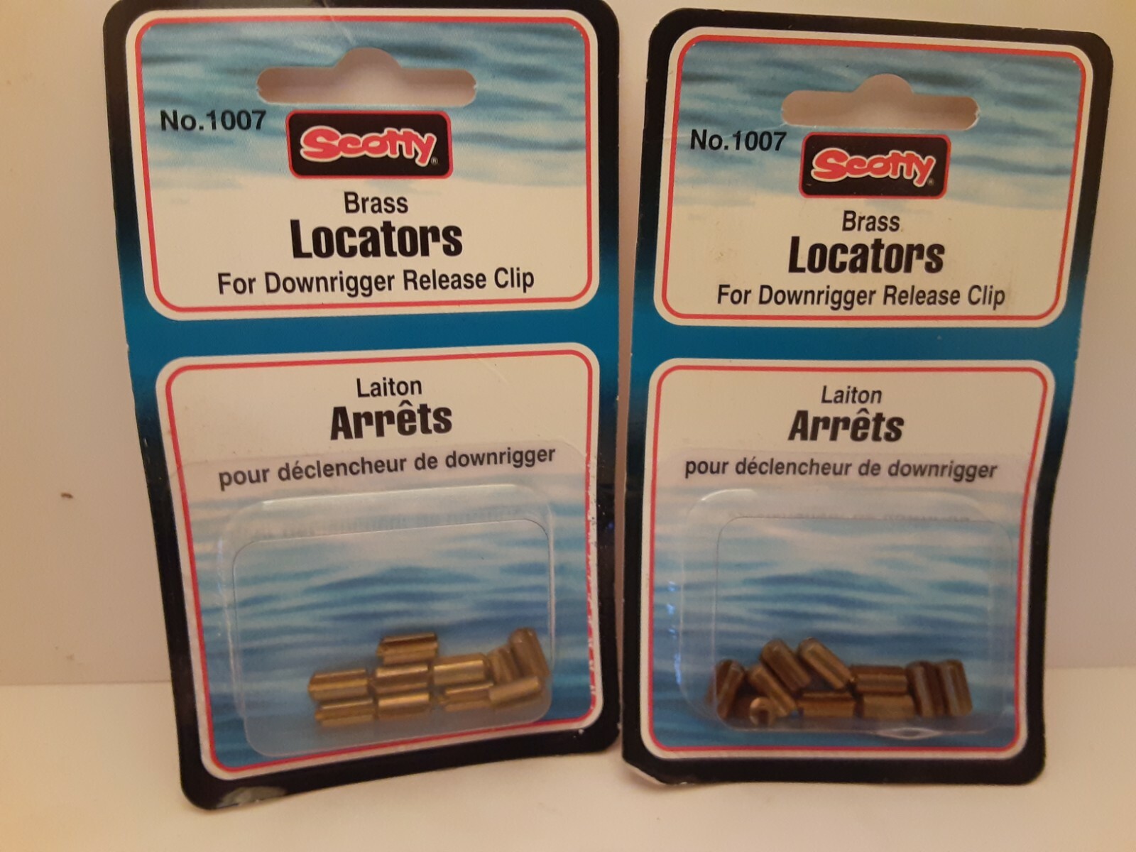 2 pack lot Scotty 1007 Release Clip Locators Slotted Brass 10 Per Pack