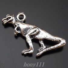 20PCS Antique Silver Alloy 28x13mm Dinosaur Charms Rex Pendant Jewelry Making