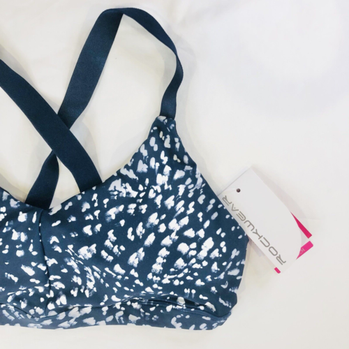 Rockwear Blue Gym Crop Top Cross Back Bra Size 16 Gym Activewear - Picture 2 of 8