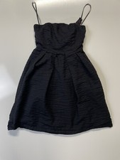 J. Crew Black Seersucker Cotton Strapless Lined Embossed Lorelei Dress Size 2P
