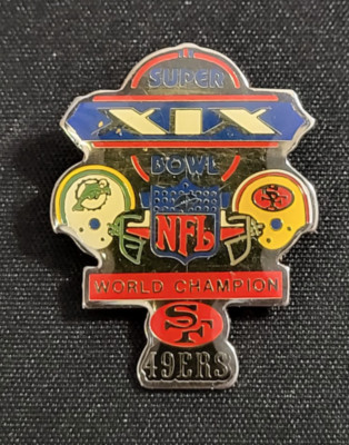 NFL Super Bowl 19 XIX SF San Francisco 49ers Miami Dolphins World Champion Pin