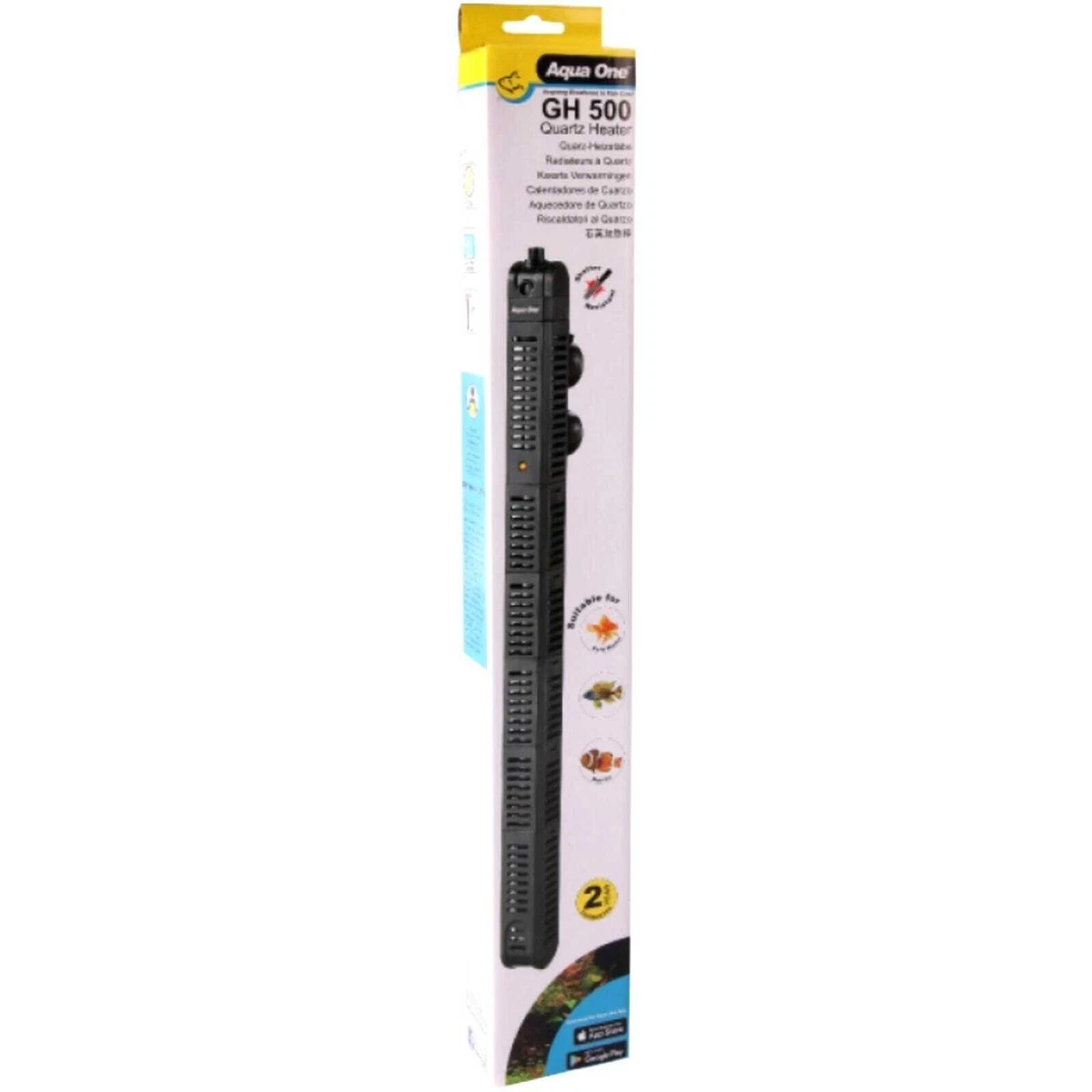 Aqua One GH 500 500W Quartz Glass Heater 46cm 240V Thermal Cut Off Technology