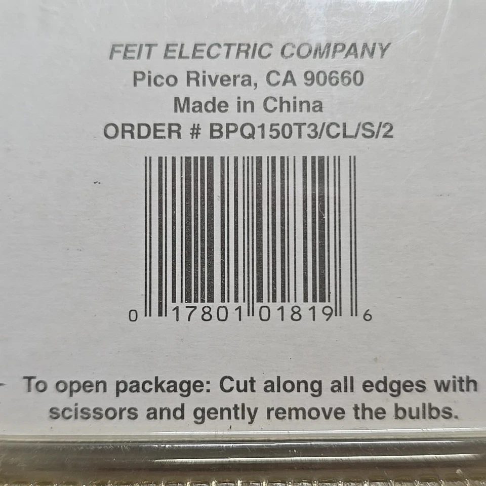 Feit Electric BPQ150T3/CL/S/ 150Watt/120 Volt Replacement Bulb 2 Pack - 3 Pc - Image 4 of 4