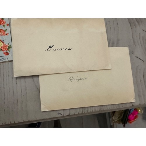 Tarjetas de baby shower surtidas vintage recetas y juegos escritos a mano - Imagen 10 de 13