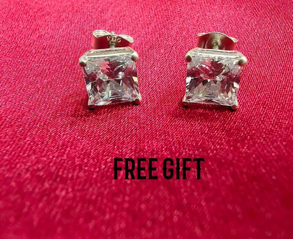 Colgante de plata 925 con dije personalizado de circonita cúbica de 3,88 quilates para hombre REGALO Foto 2 de 4