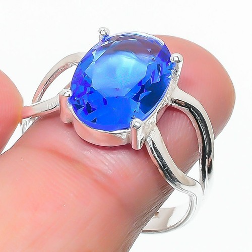 Swiss Blue Topaz Gemstone Handmade 925 Sterling Silver Jewelry Ring ...