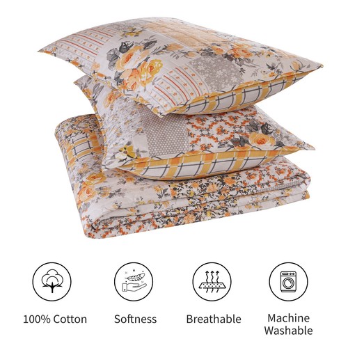 3 Piece Quilt Set Lightweight Bedspread with 2 Matching Pillow Shams Bedding Set - Picture 13 of 43