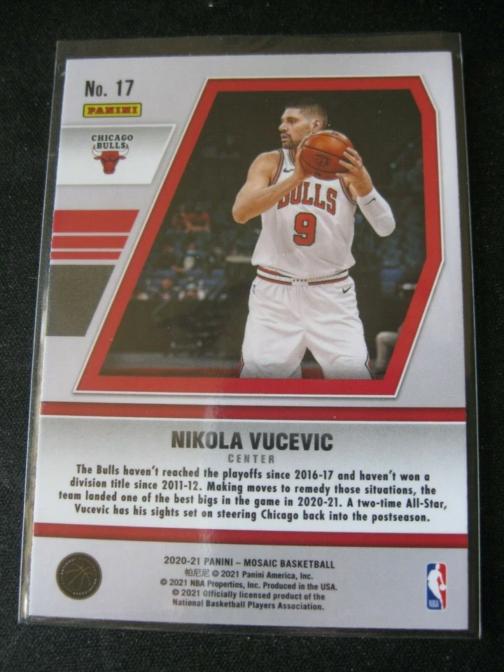 NIKOLA VUCEVIC 2020-21 Panini Mosaic Will to Win Insert #17 Chicago Bulls MINT! - Image 2 of 2