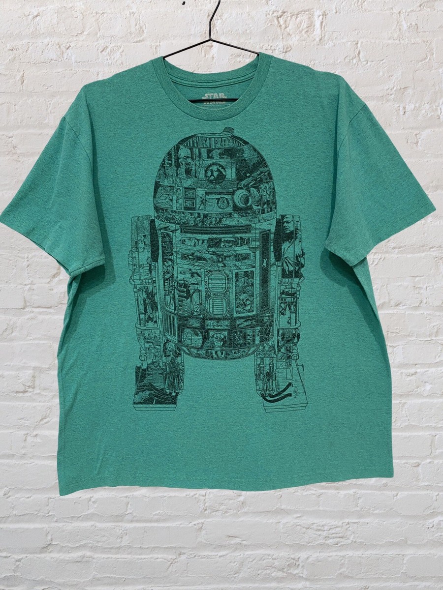 Star Wars T-Shirt Mens Green R2-D2 Robot Short Sleeve Size