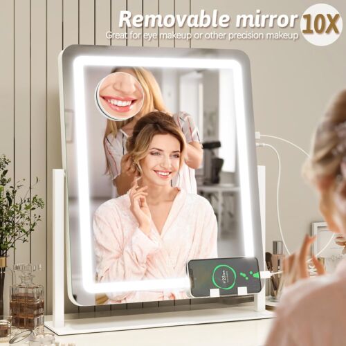 Vanity Mirror with Lights, 22"x18" LED Makeup Mirror, Large Lighted Mirror - Picture 7 of 9