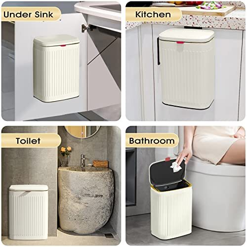 Kitchen Compost Bin Hanging Trash Can with Lid 2.1 Gallon Stainless Steel Tra... - Picture 6 of 9