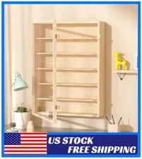 6 Tier Wooden Wall Mounted Collection Display Cabinet Organiser Shelf