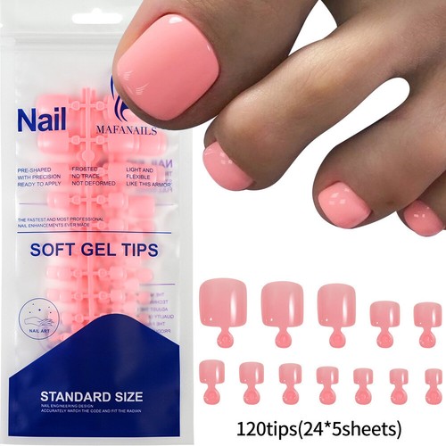 120PCS False Toenails French Manicure Fake Press On Full Cover Toe Nails" - Picture 25 of 28