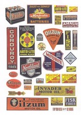 1940's - 50's Gas Station and Garage Signs 1/24th Scale signs Trains - Diorama's