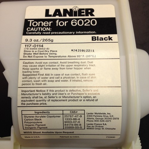 Toner Cartridge Lanier 6020 - 265g, 117-0114, N24Z091Z211, Black - Picture 6 of 7