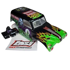 Losi Mini LMT 1/18 GraveDigger Body Green Factory Painted Decaled With Lights