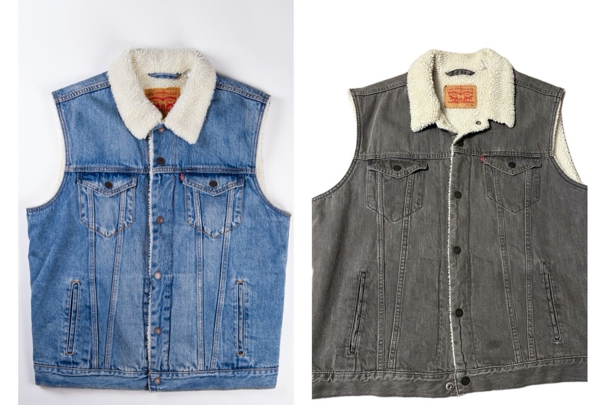 Levis Sherpa Trucker Vest Regular Fit Snap Front Vest | eBay