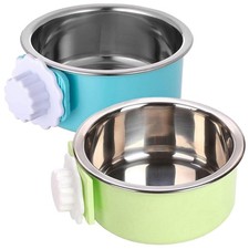 Crate Dog Bowl, Removable Stainless Steel Hanging Pet Kennel Cage Bowl Food ...
